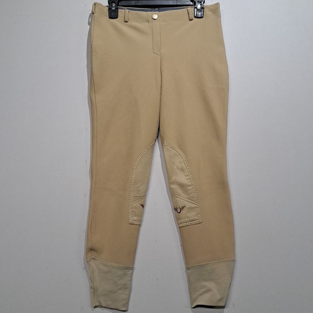 TuffRider Ladies Starter Low rise Pull-On Knee Patch Breeches  Light Tan 30
